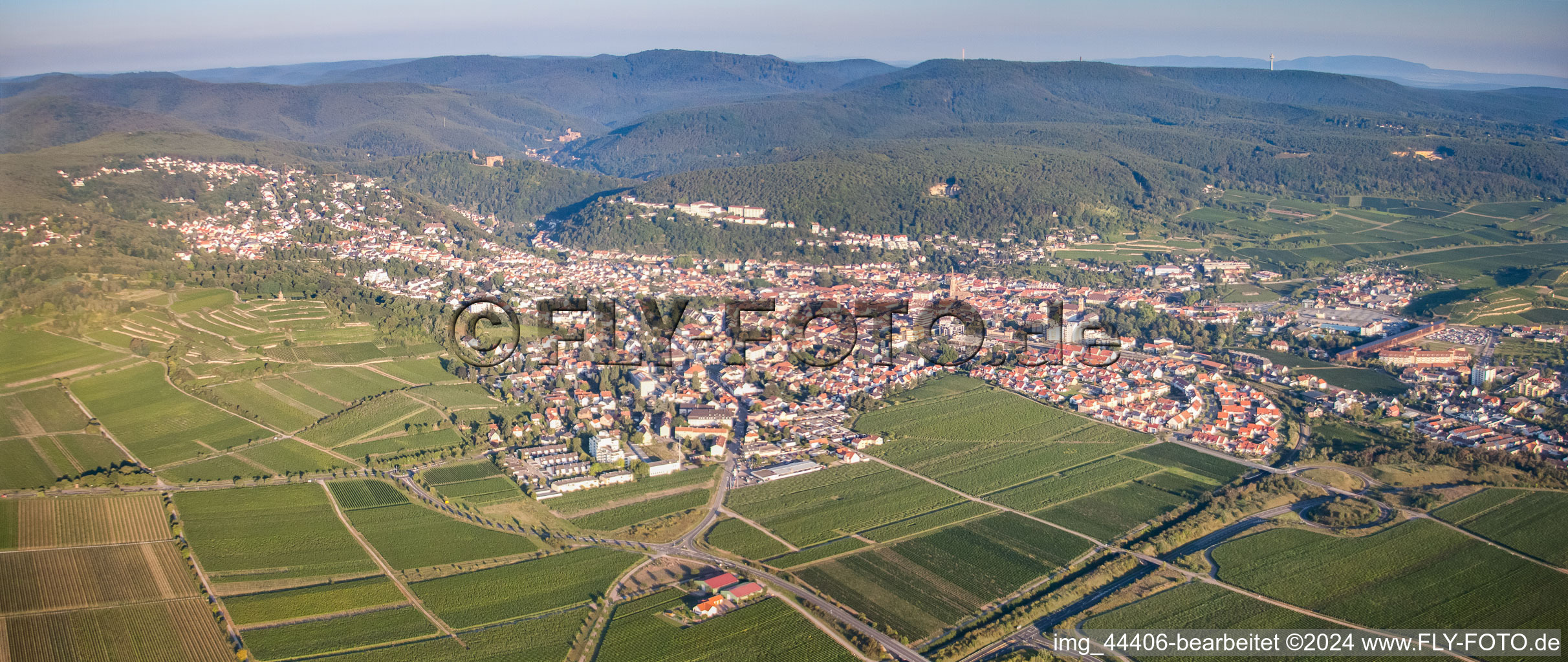 From the west in Bad Dürkheim in the state Rhineland-Palatinate, Germany