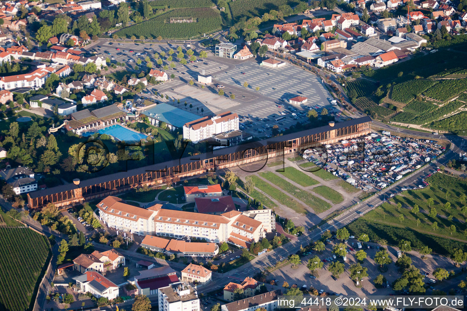 Aerial view of Saltworks in Bad Dürkheim in the state Rhineland-Palatinate, Germany