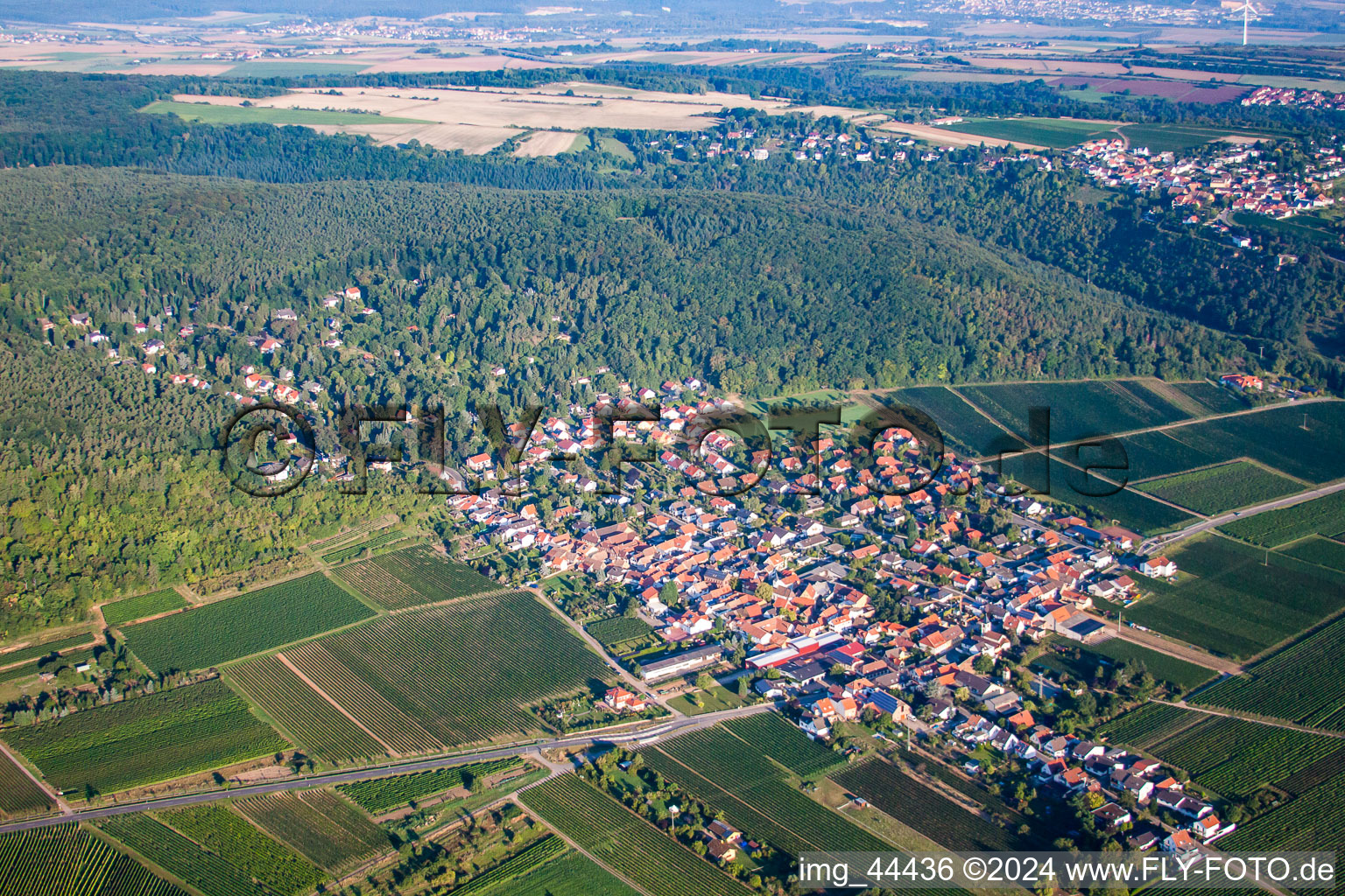 Aerial photograpy of Village view of Am Muenchberg in Bobenheim am Berg in the state Rhineland-Palatinate