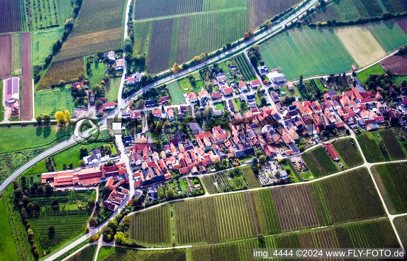 Niederhorbach in the state Rhineland-Palatinate, Germany from the plane