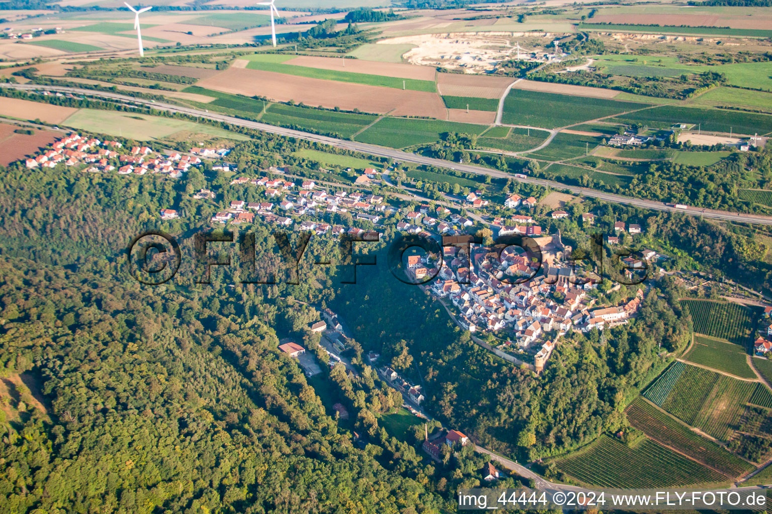 Bird's eye view of Neuleiningen in the state Rhineland-Palatinate, Germany