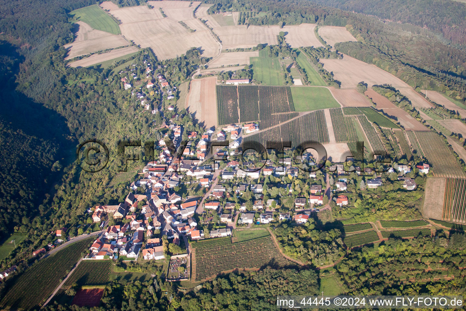 Battenberg in the state Rhineland-Palatinate, Germany viewn from the air