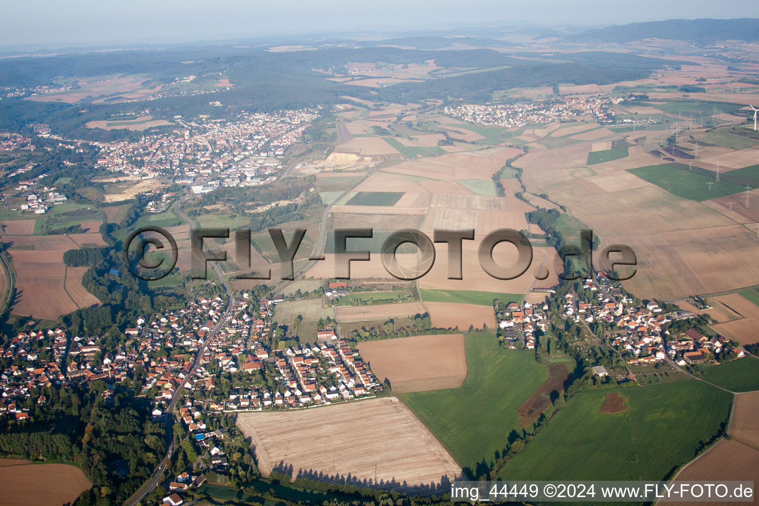 Aerial photograpy of Ebertsheim in the state Rhineland-Palatinate, Germany