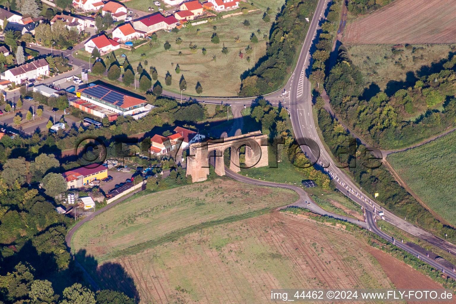 Viaduct of the railway bridge structure to route the railway tracks in Marnheim in the state Rhineland-Palatinate, Germany