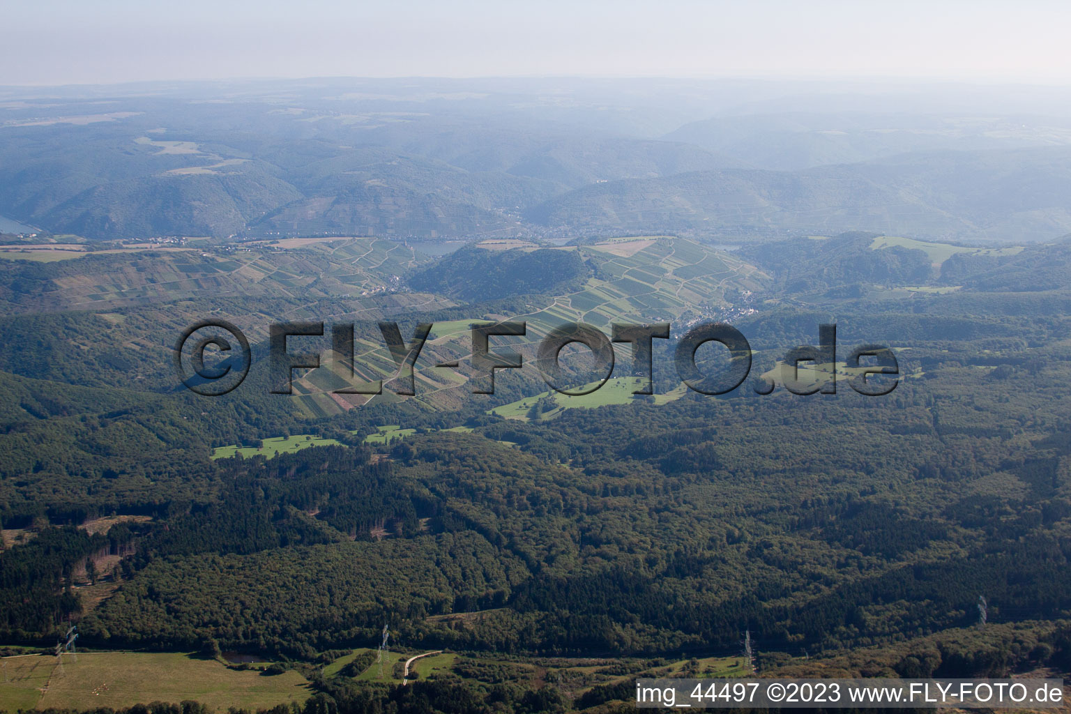 Aerial view of Niederheimbach in the state Rhineland-Palatinate, Germany