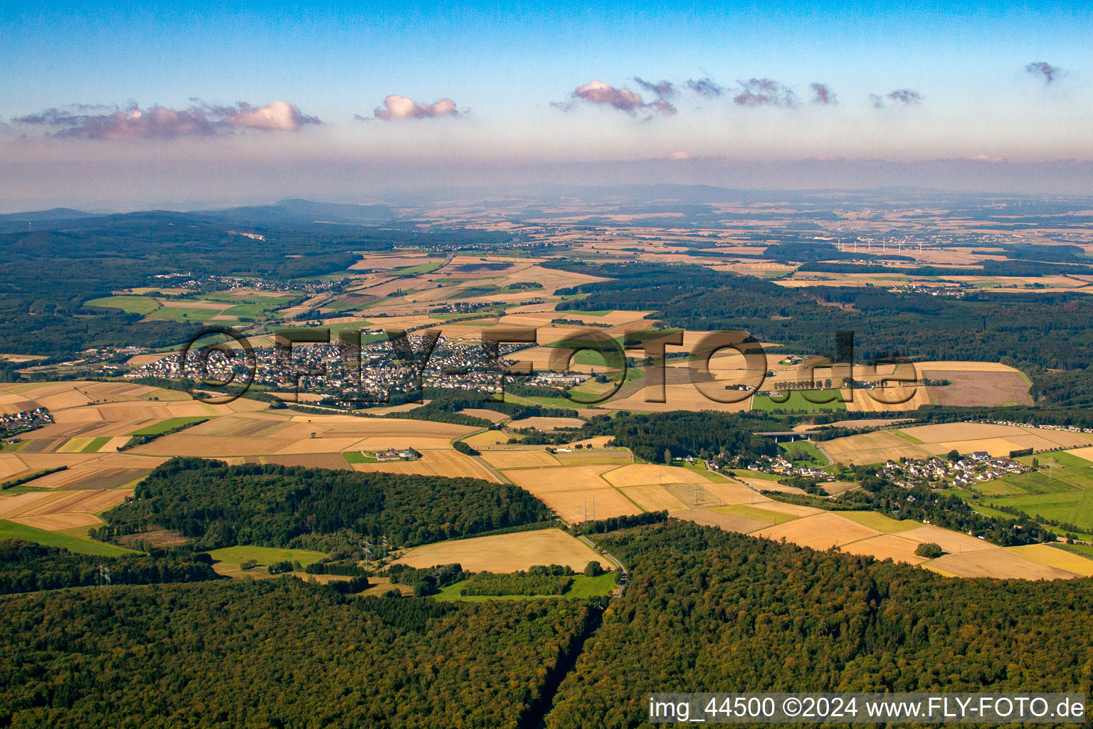 Aerial view of Rheinböllen in the state Rhineland-Palatinate, Germany