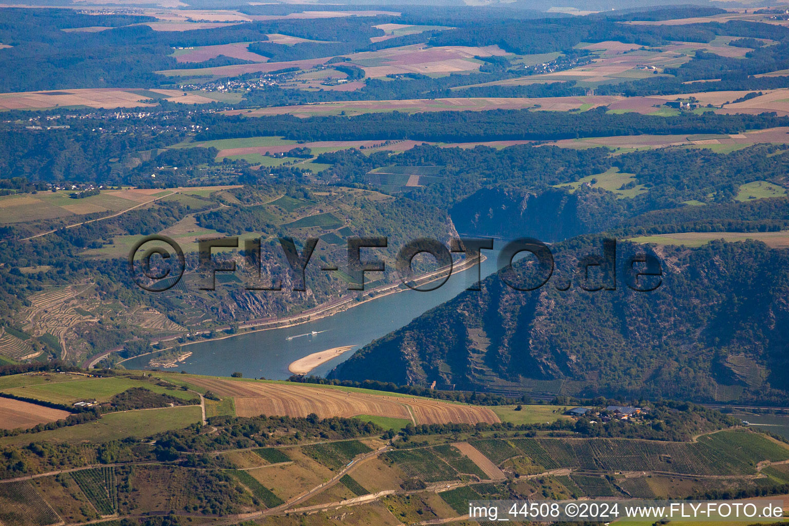 Loreley in the state Rhineland-Palatinate, Germany from above