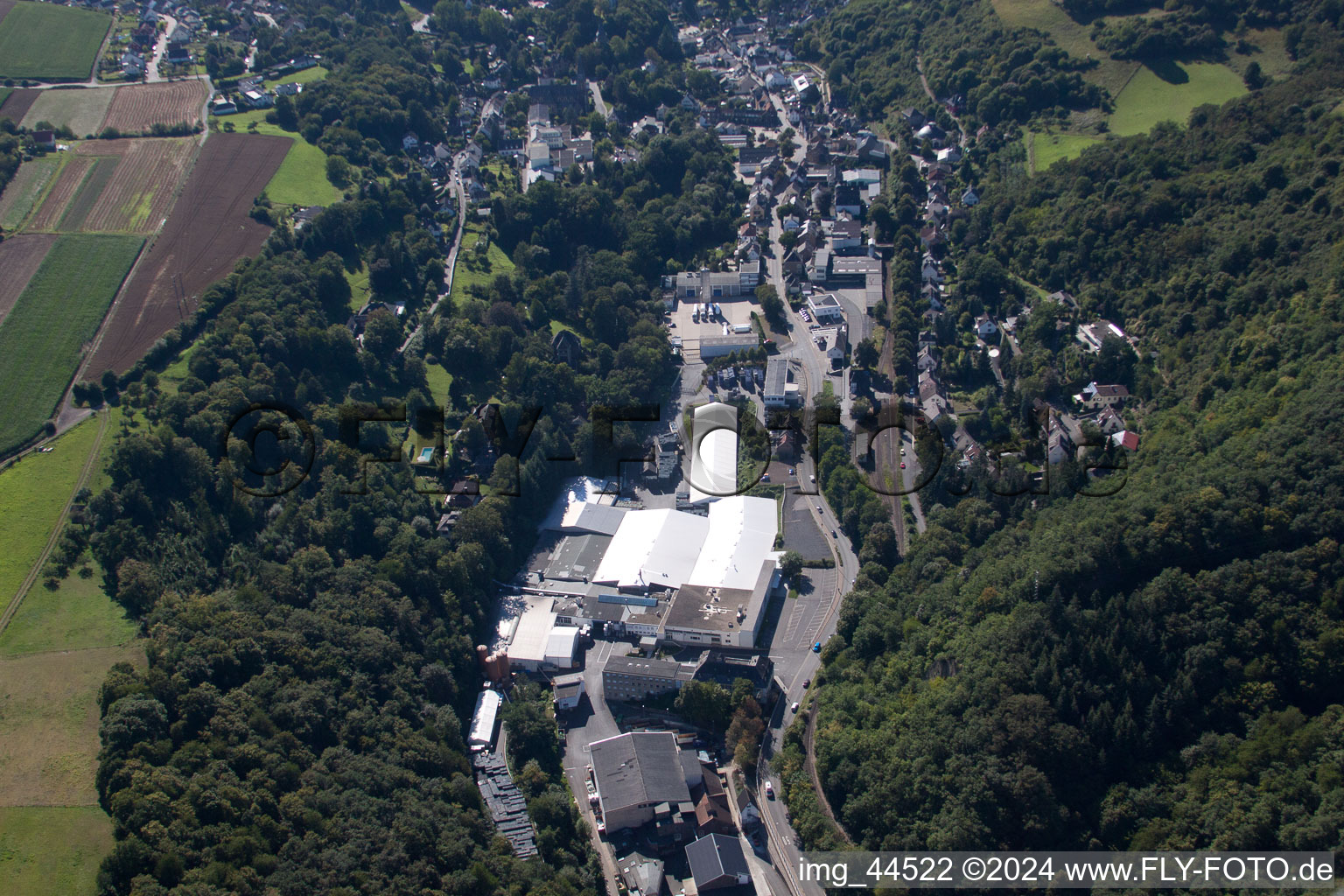 Aerial view of Brohl-Lützing in Burgbrohl in the state Rhineland-Palatinate, Germany