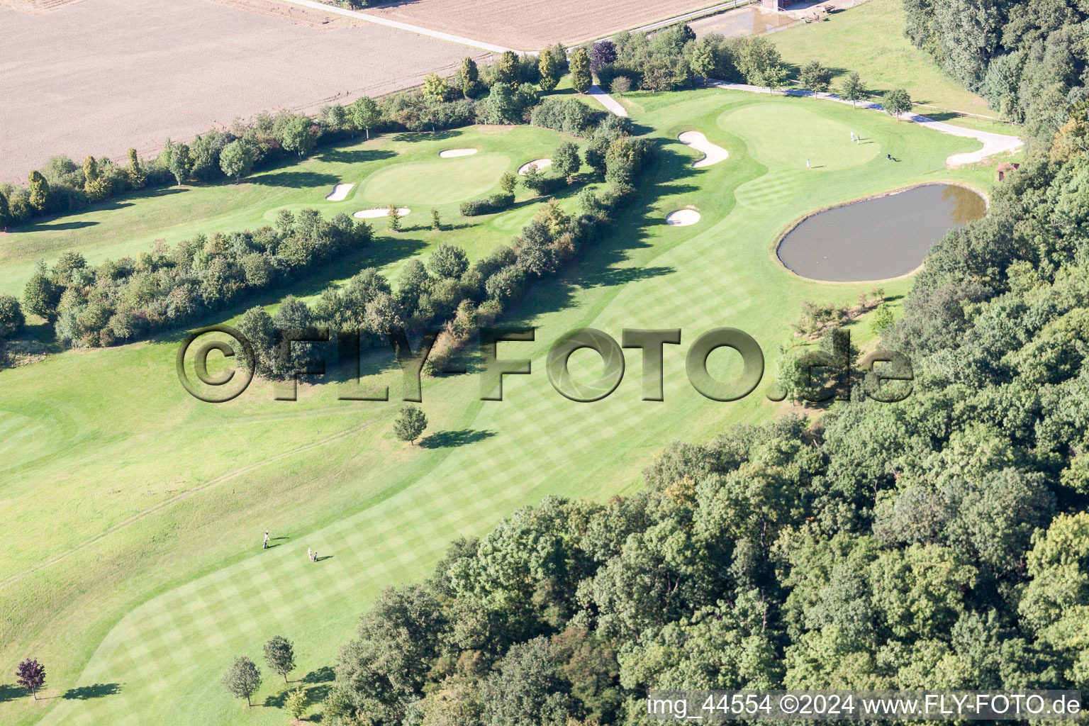 Aerial photograpy of Grounds of the Golf course at Golf Club Schloss Miel in the district Miel in Swisttal in the state North Rhine-Westphalia, Germany