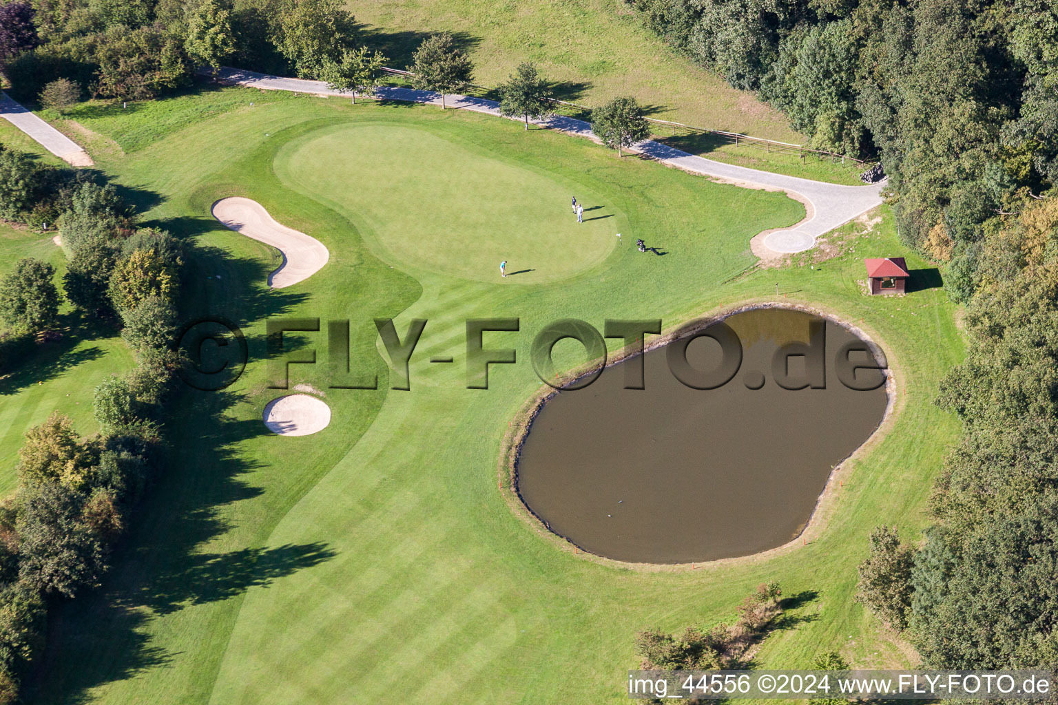 Oblique view of Grounds of the Golf course at Golf Club Schloss Miel in the district Miel in Swisttal in the state North Rhine-Westphalia, Germany