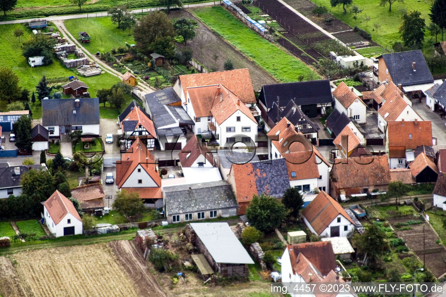 Drone image of Gänsried in Freckenfeld in the state Rhineland-Palatinate, Germany
