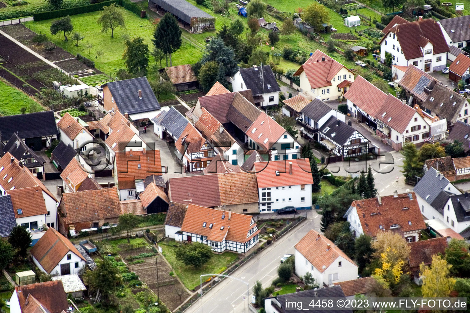 Gänsried in Freckenfeld in the state Rhineland-Palatinate, Germany from the drone perspective