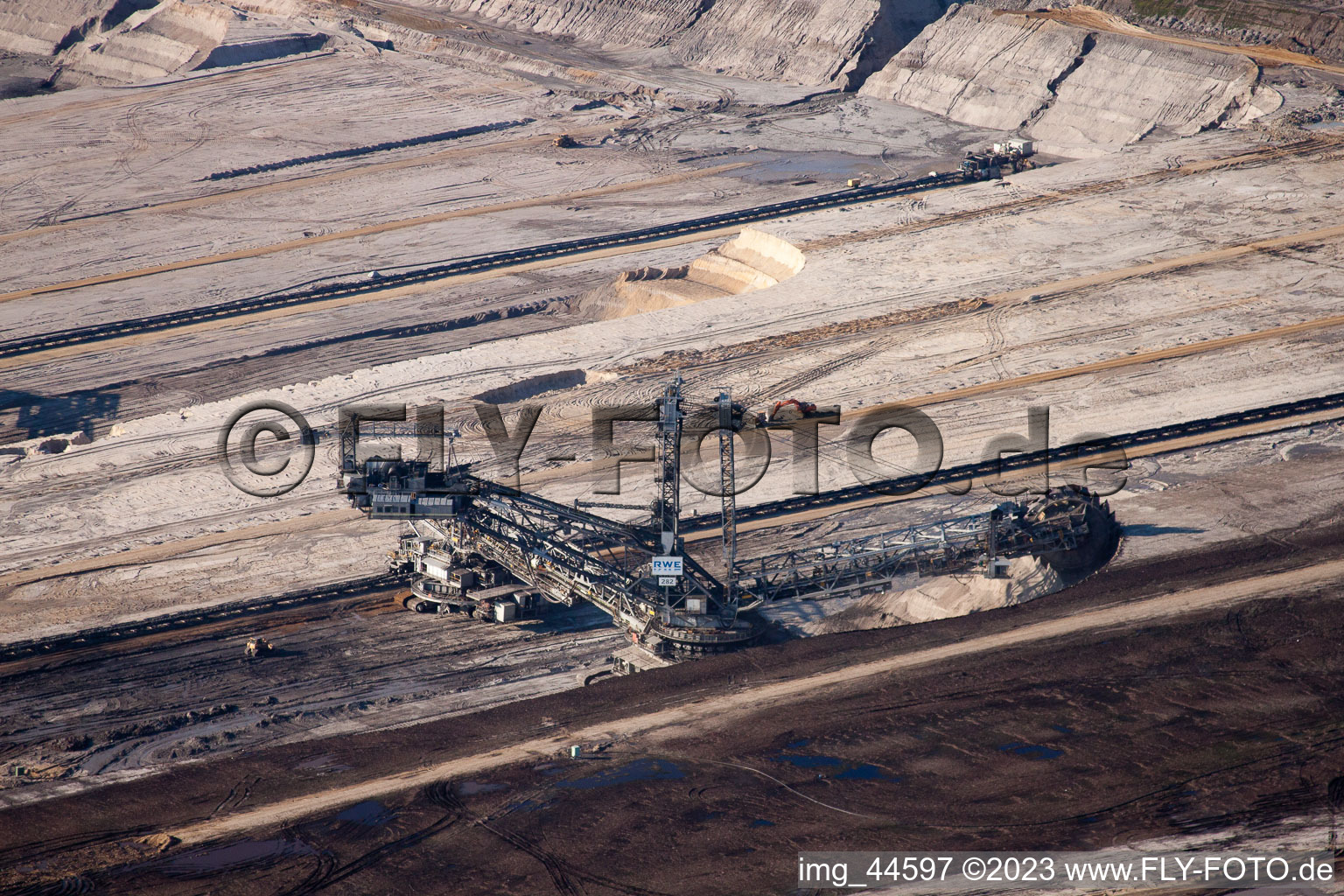 Aerial photograpy of Opencast brown coal mining in Inden in the state North Rhine-Westphalia, Germany