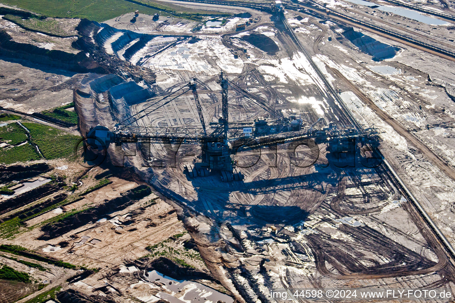 Dredging conveyor bridge in brown coal mine in Inden in the state North Rhine-Westphalia