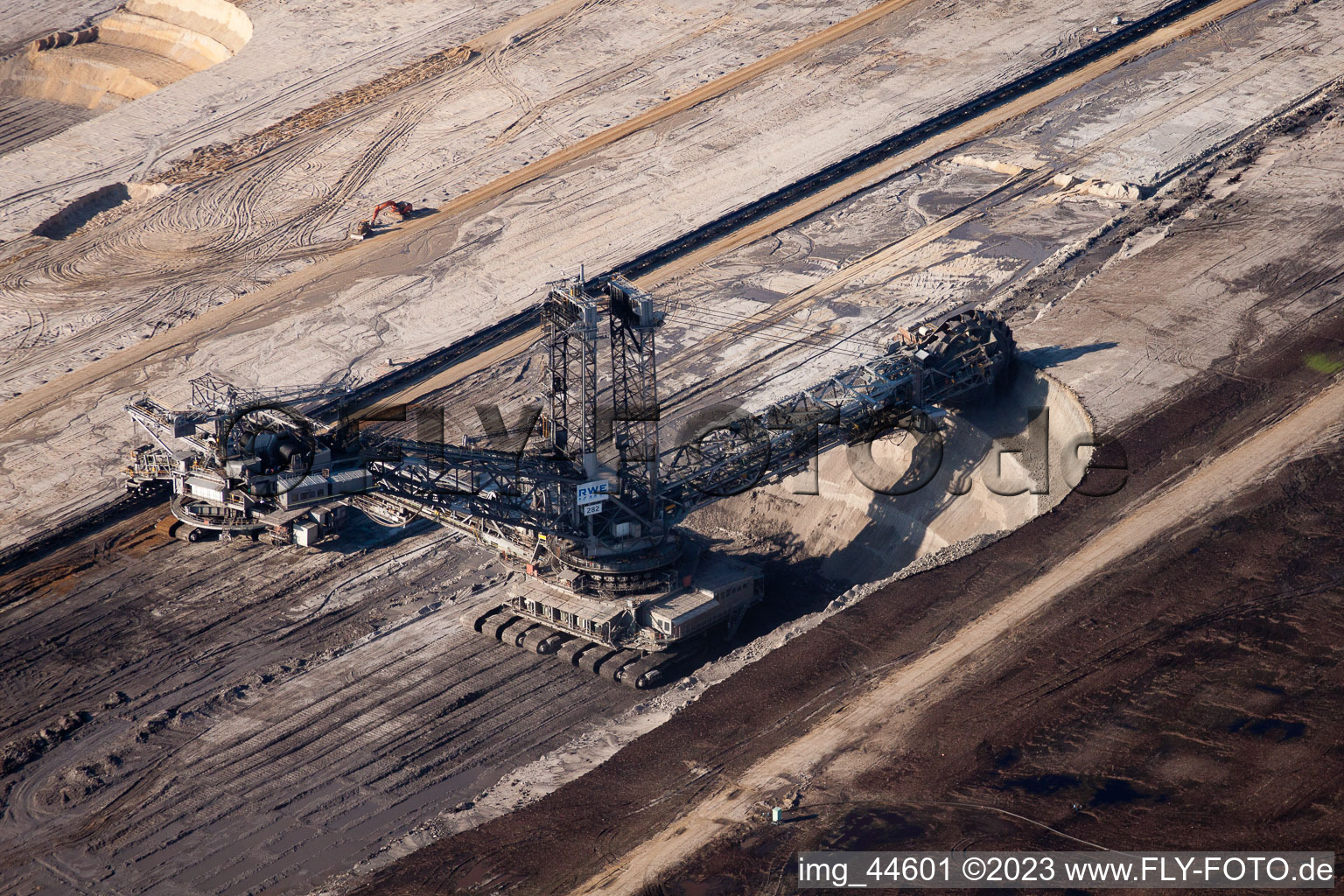 Opencast brown coal mining in Inden in the state North Rhine-Westphalia, Germany out of the air