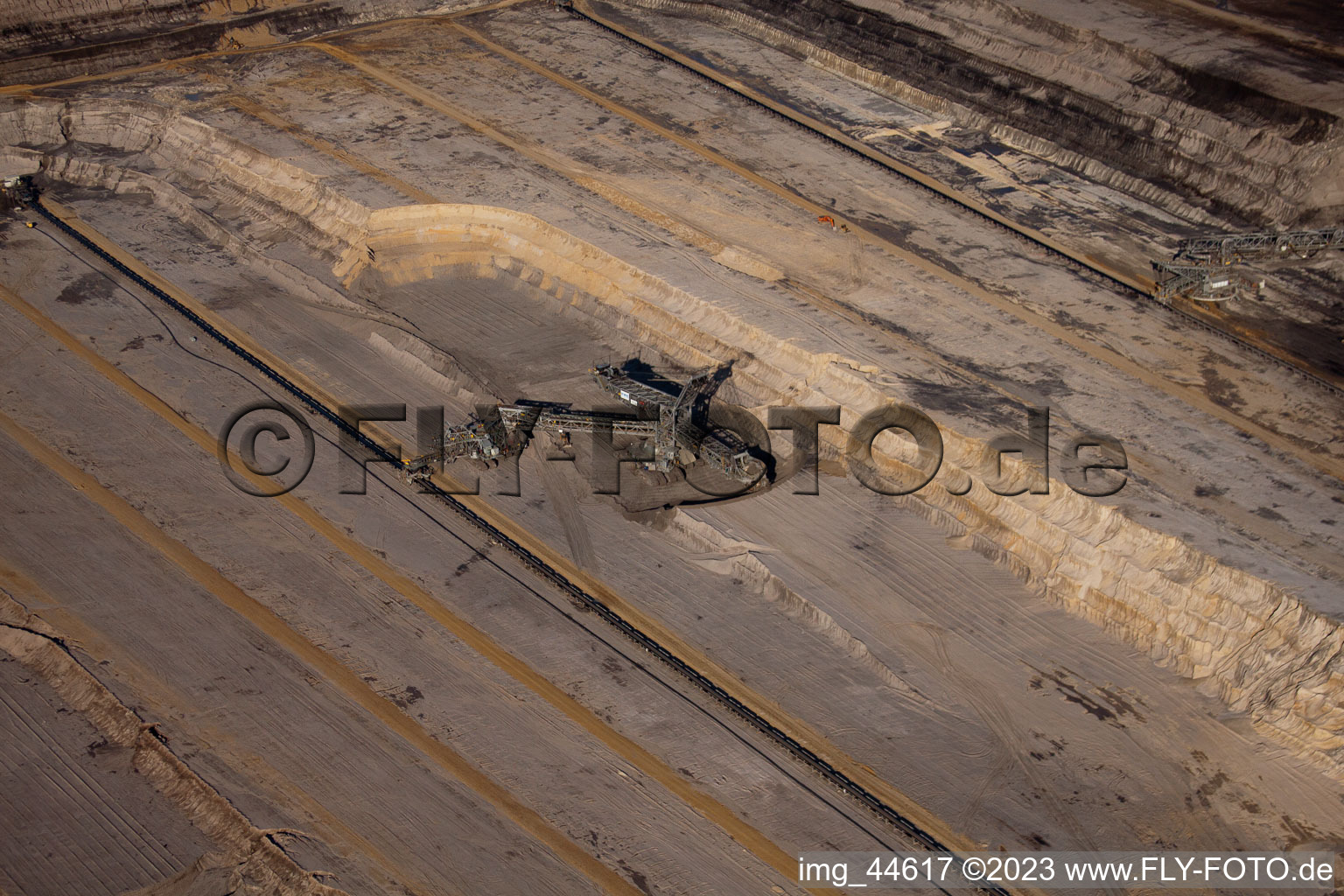 Drone image of Opencast brown coal mining in Inden in the state North Rhine-Westphalia, Germany