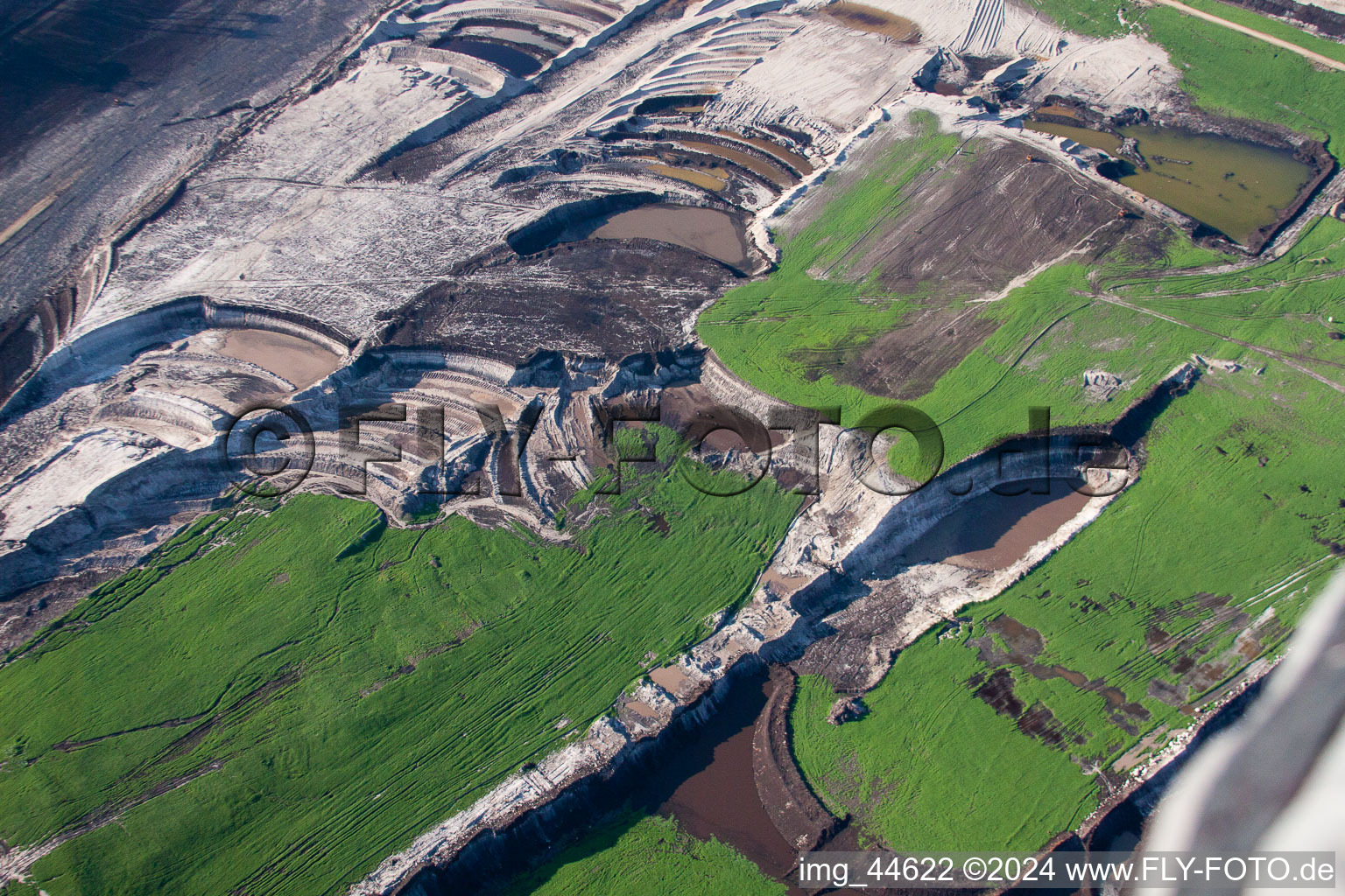 Aerial photograpy of Dredging conveyor bridge in brown coal mine in Inden in the state North Rhine-Westphalia