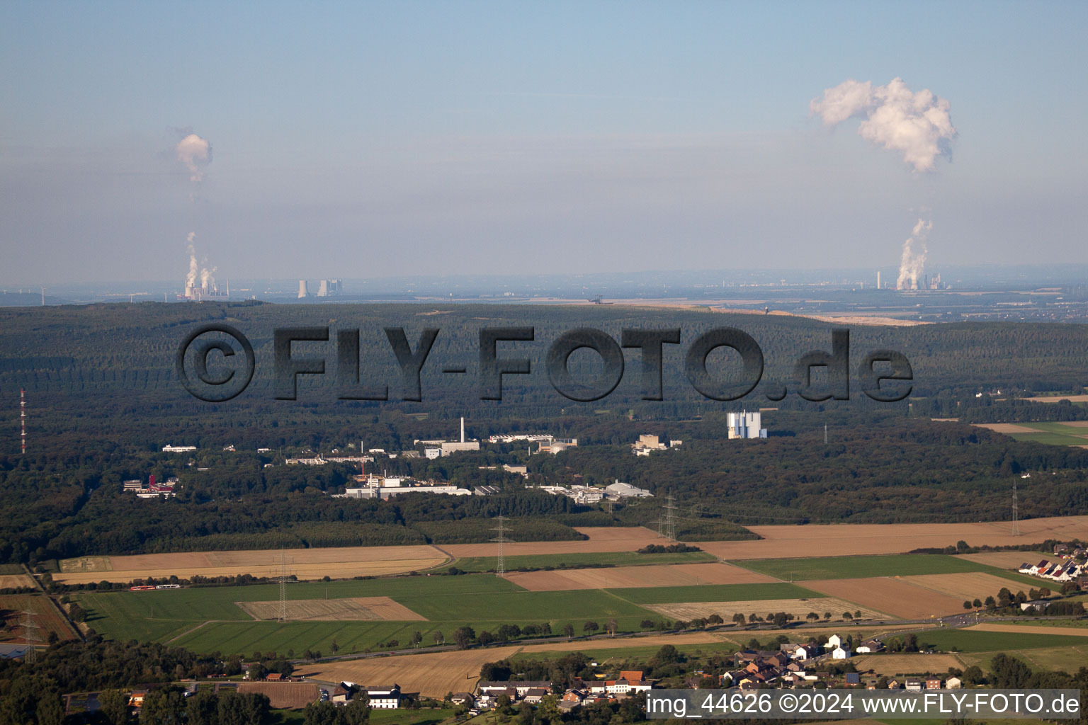 Opencast brown coal mining in Inden in the state North Rhine-Westphalia, Germany from a drone