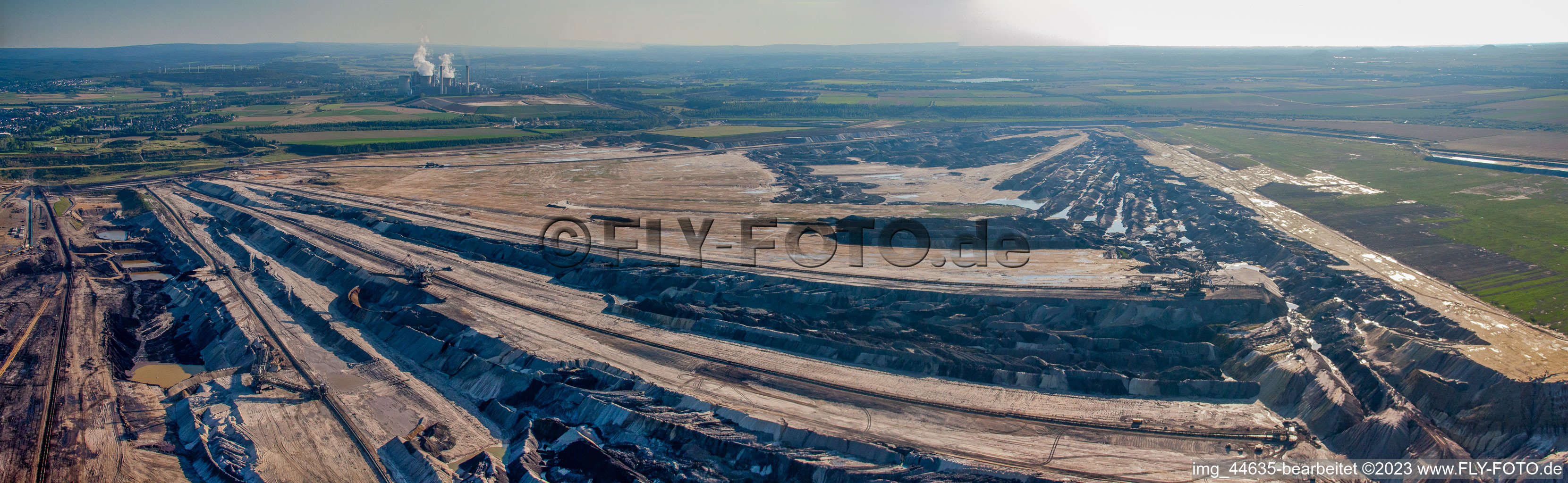 Panorama of the brown coal opencast mine in Inden in the state North Rhine-Westphalia, Germany