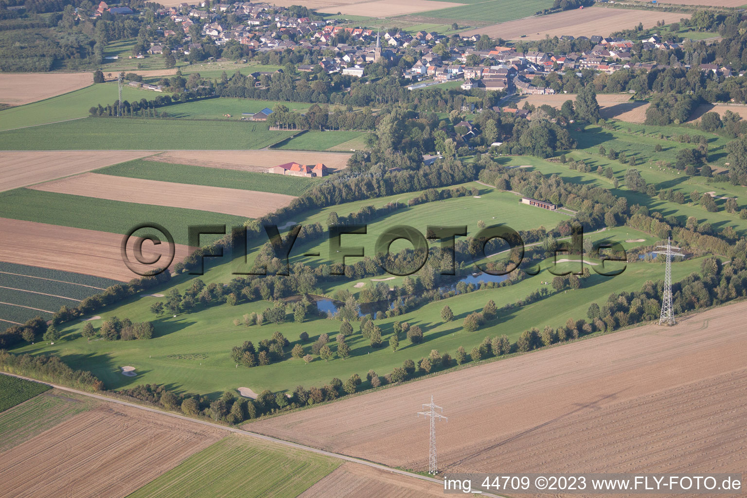 Aerial view of Golf club Mönchengladbach-Wanlo eV in Mönchengladbach in the state North Rhine-Westphalia, Germany