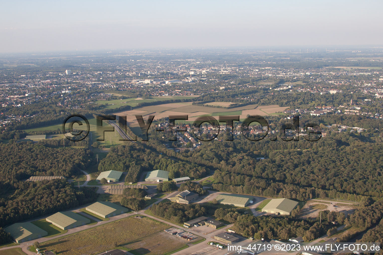 Aerial view of Mönchengladbach in the state North Rhine-Westphalia, Germany