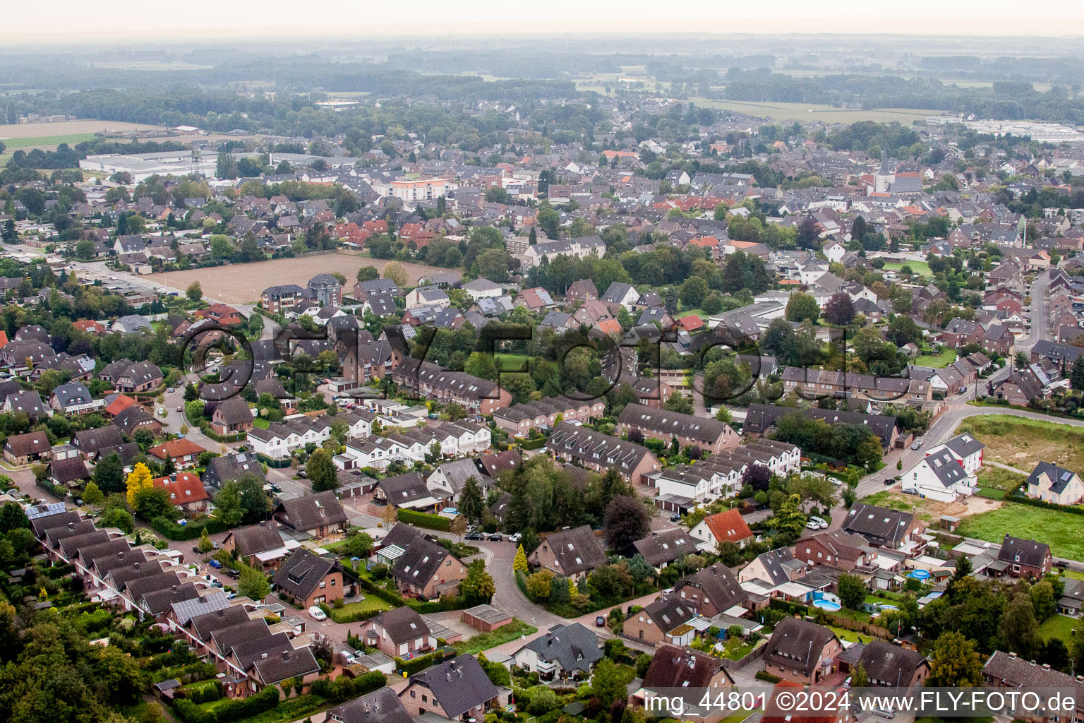 Town View of the streets and houses of the residential areas in Grefrath in the state North Rhine-Westphalia, Germany