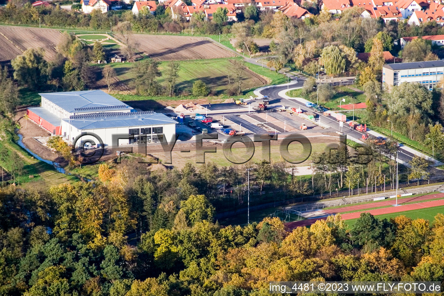 Multi-purpose hall in Kandel in the state Rhineland-Palatinate, Germany out of the air