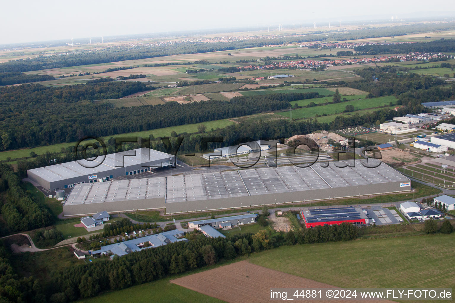 Bird's eye view of Horst Industrial Estate in the district Minderslachen in Kandel in the state Rhineland-Palatinate, Germany