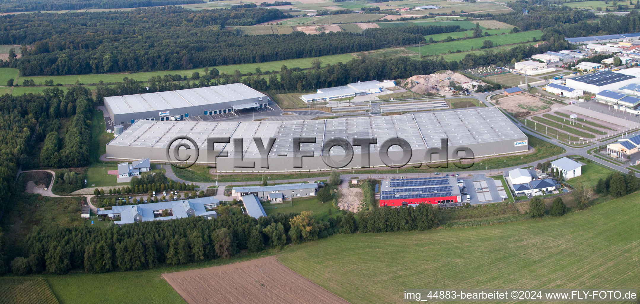 Horst industrial area in the district Minderslachen in Kandel in the state Rhineland-Palatinate, Germany viewn from the air