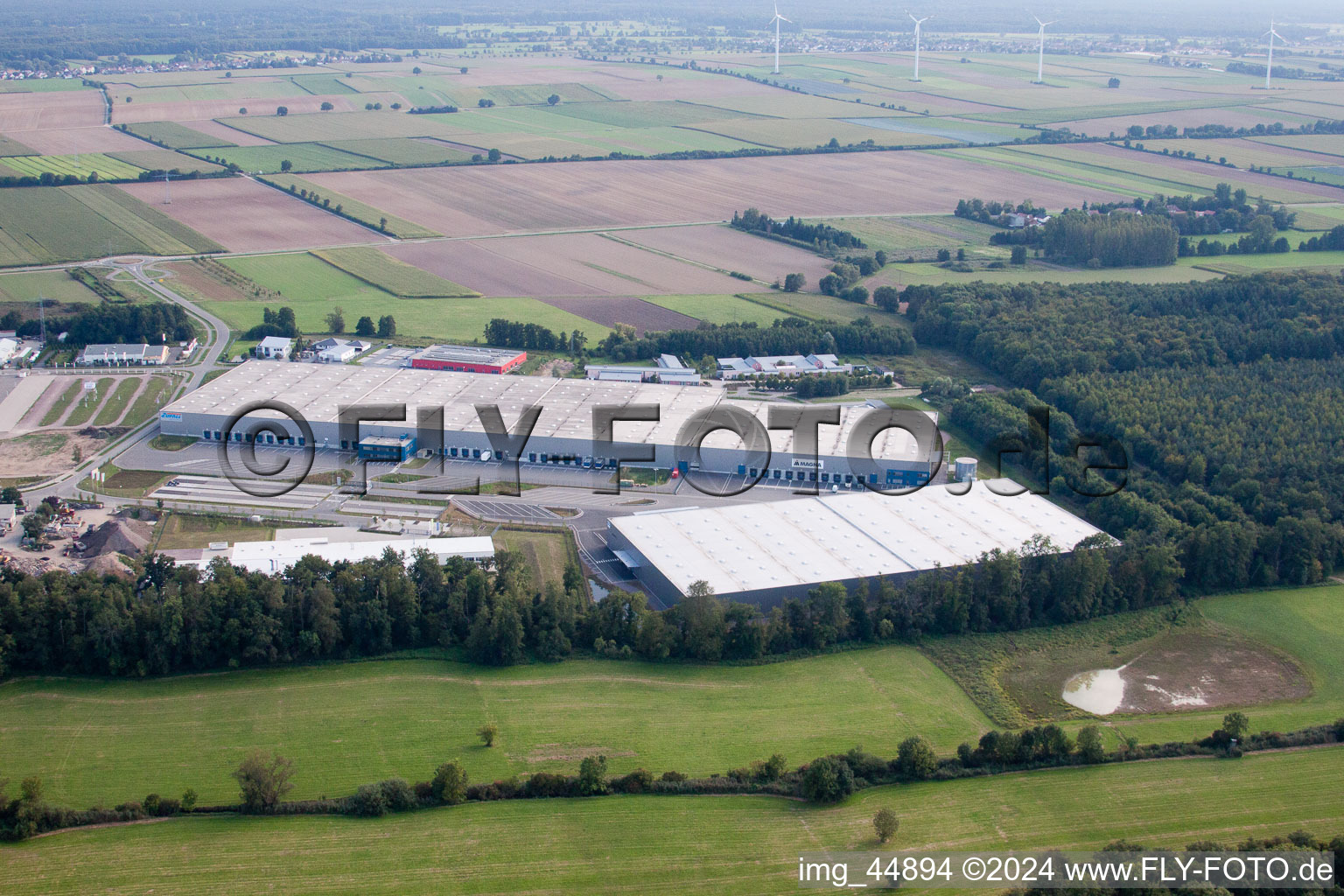 Horst Industrial Estate in the district Minderslachen in Kandel in the state Rhineland-Palatinate, Germany seen from a drone