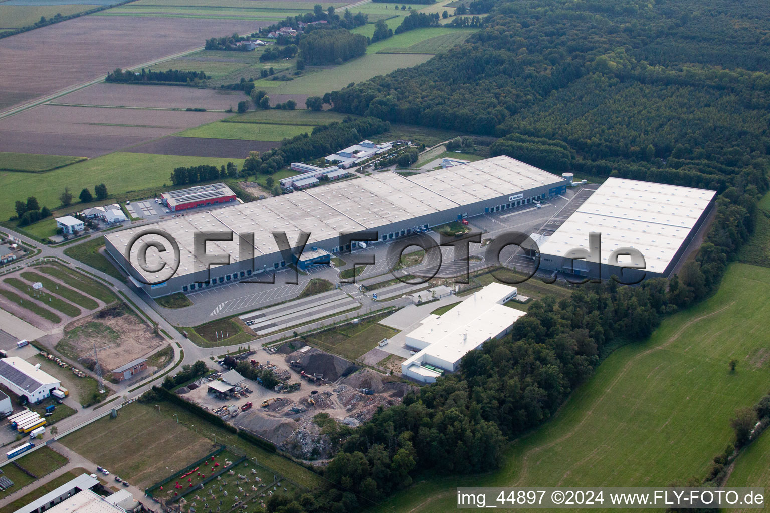 Aerial view of Horst Industrial Estate in the district Minderslachen in Kandel in the state Rhineland-Palatinate, Germany