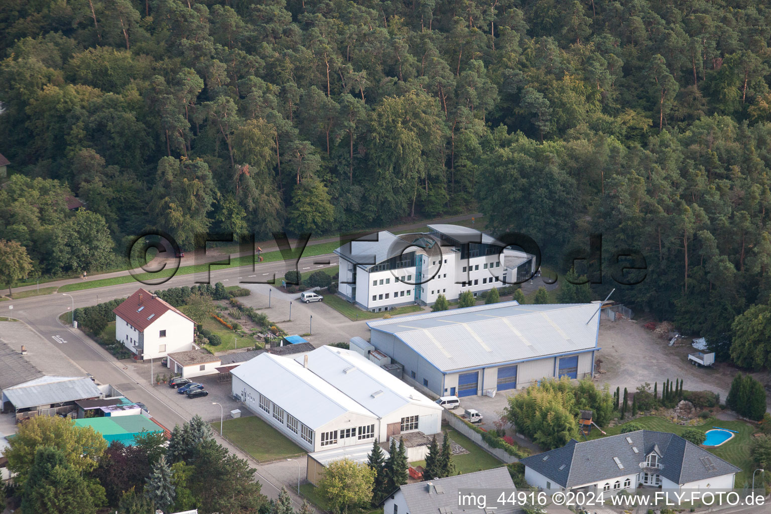 Aerial view of Rheinzabern in the state Rhineland-Palatinate, Germany