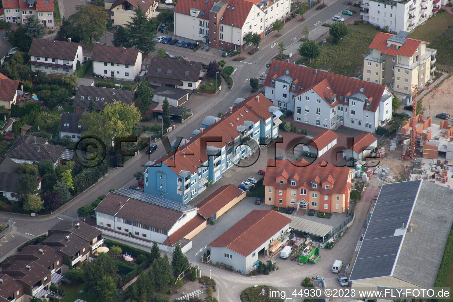 Jockgrim in the state Rhineland-Palatinate, Germany seen from above