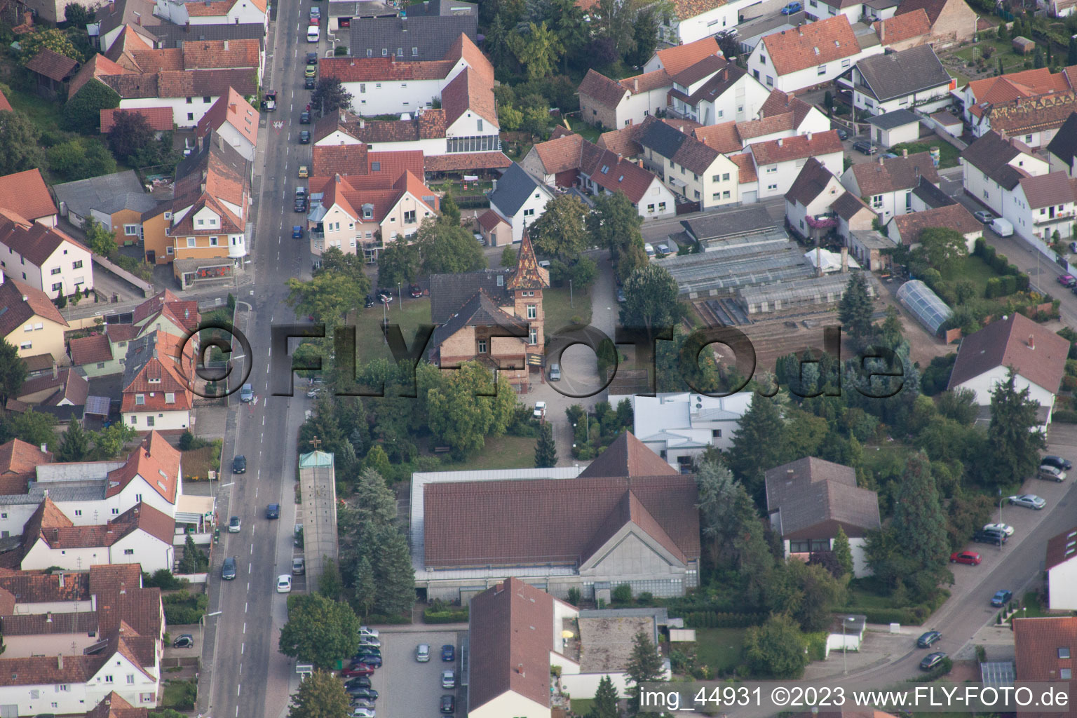 Jockgrim in the state Rhineland-Palatinate, Germany from the plane