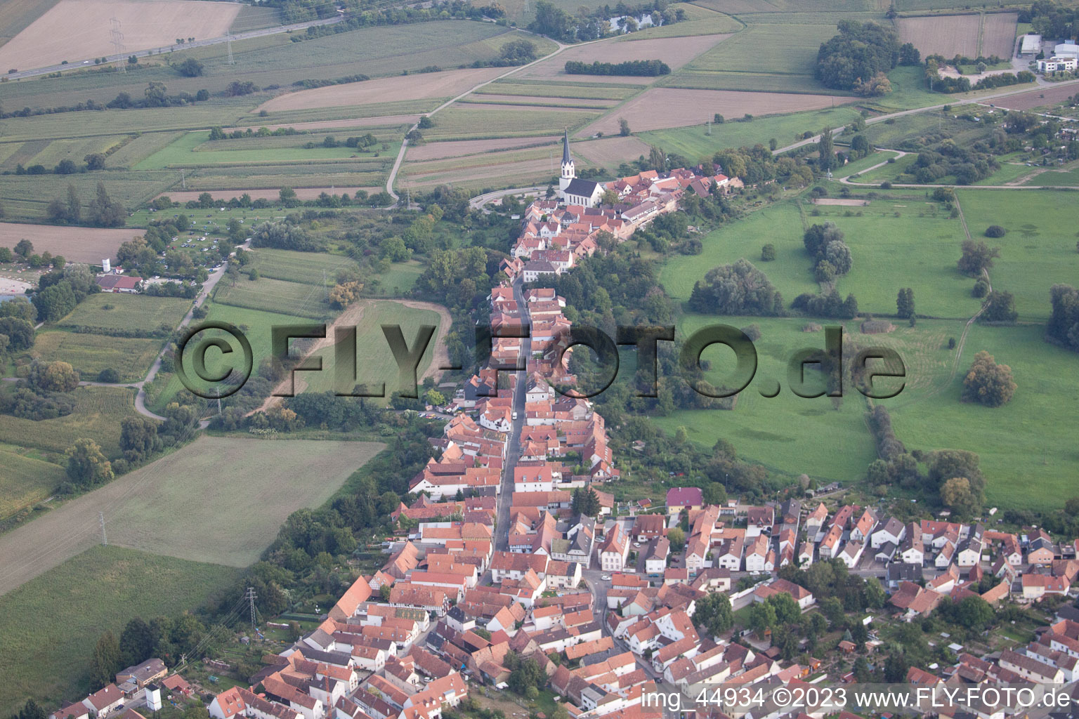 Drone recording of Jockgrim in the state Rhineland-Palatinate, Germany