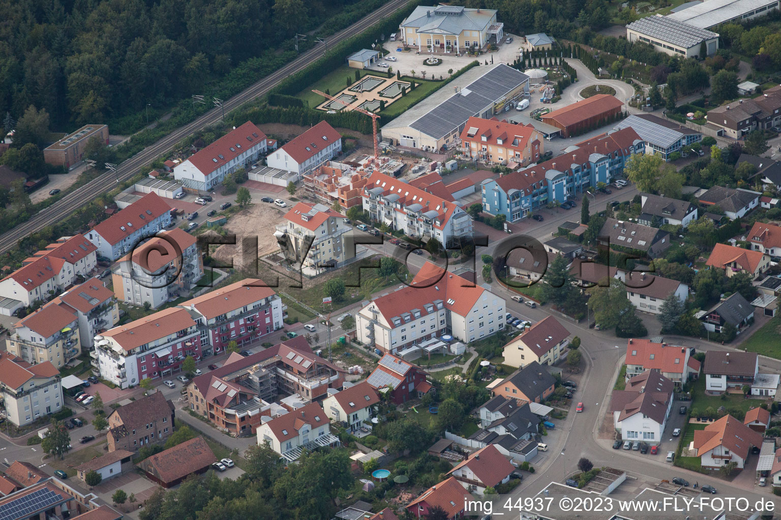 Jockgrim in the state Rhineland-Palatinate, Germany from a drone