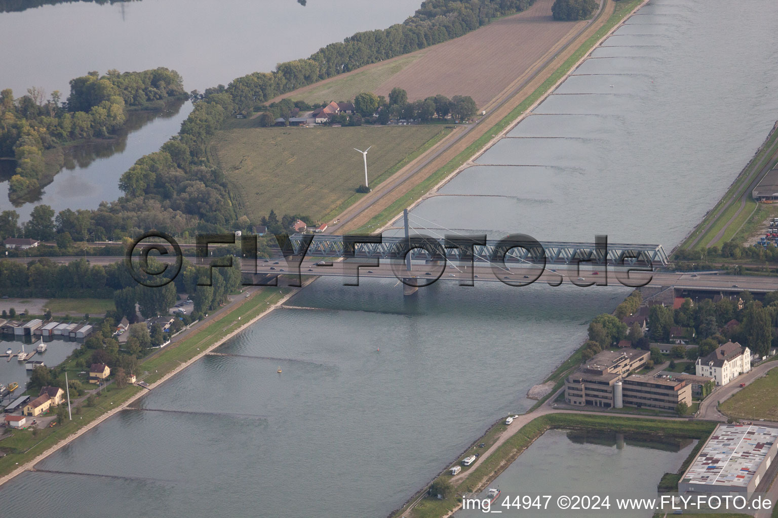 District Maximiliansau in Wörth am Rhein in the state Rhineland-Palatinate, Germany from a drone