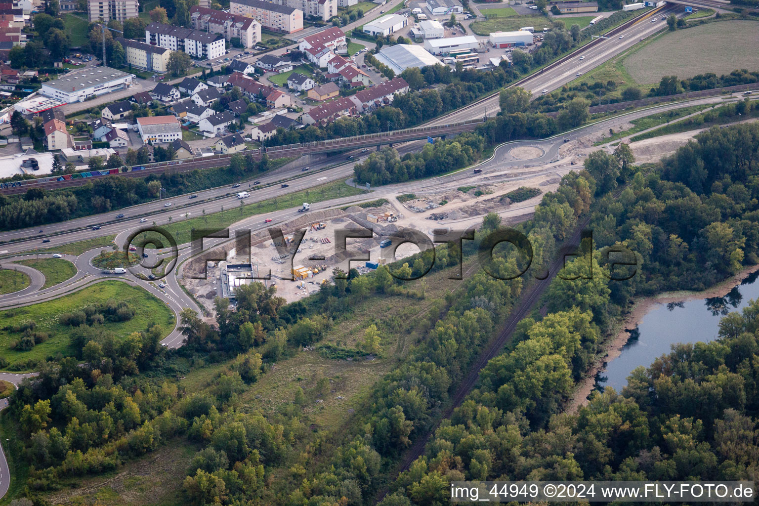 Aerial view of Maximilian Center II in the district Maximiliansau in Wörth am Rhein in the state Rhineland-Palatinate, Germany