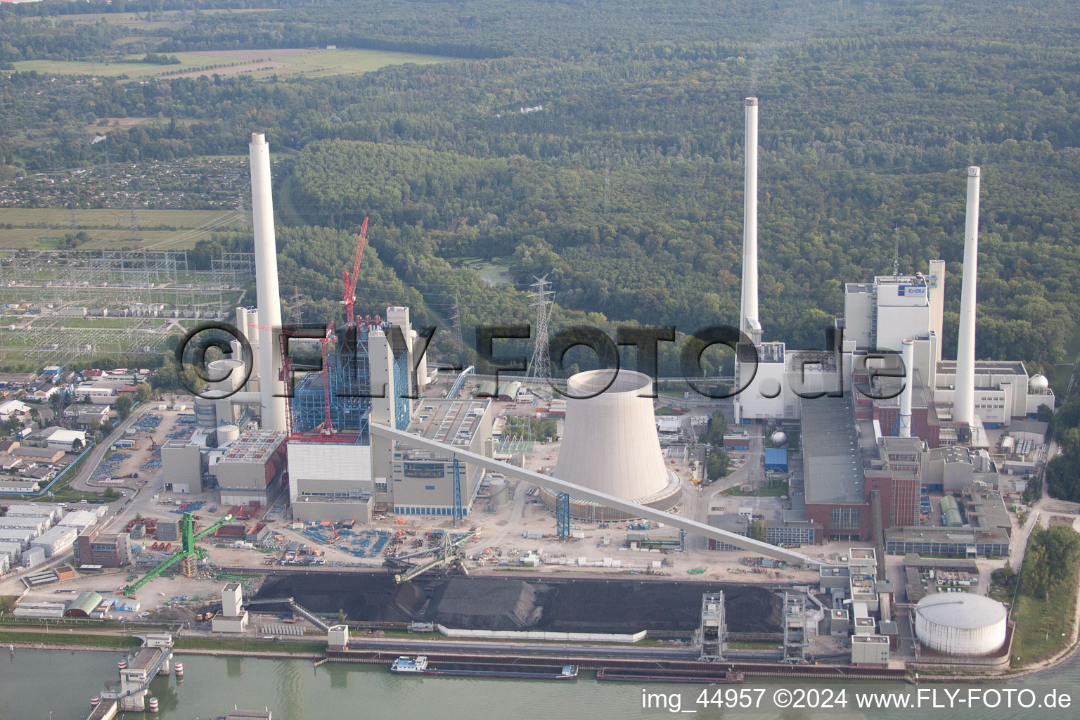 ENBW in the district Rheinhafen in Karlsruhe in the state Baden-Wuerttemberg, Germany from the plane