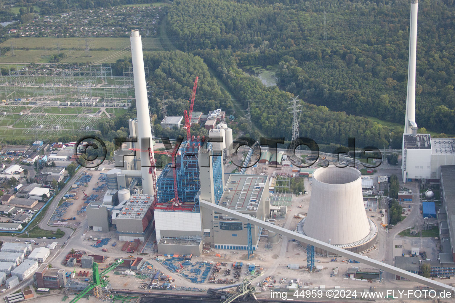 Bird's eye view of ENBW in the district Rheinhafen in Karlsruhe in the state Baden-Wuerttemberg, Germany