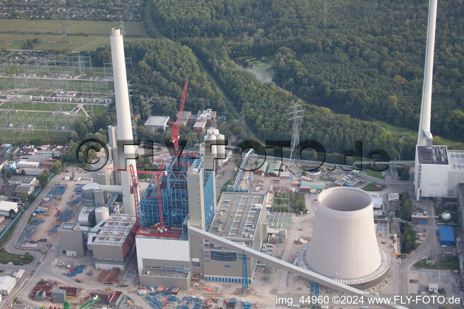 ENBW in the district Rheinhafen in Karlsruhe in the state Baden-Wuerttemberg, Germany viewn from the air