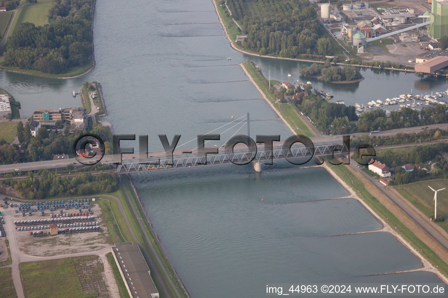 Rhine Bridge in the district Maximiliansau in Wörth am Rhein in the state Rhineland-Palatinate, Germany