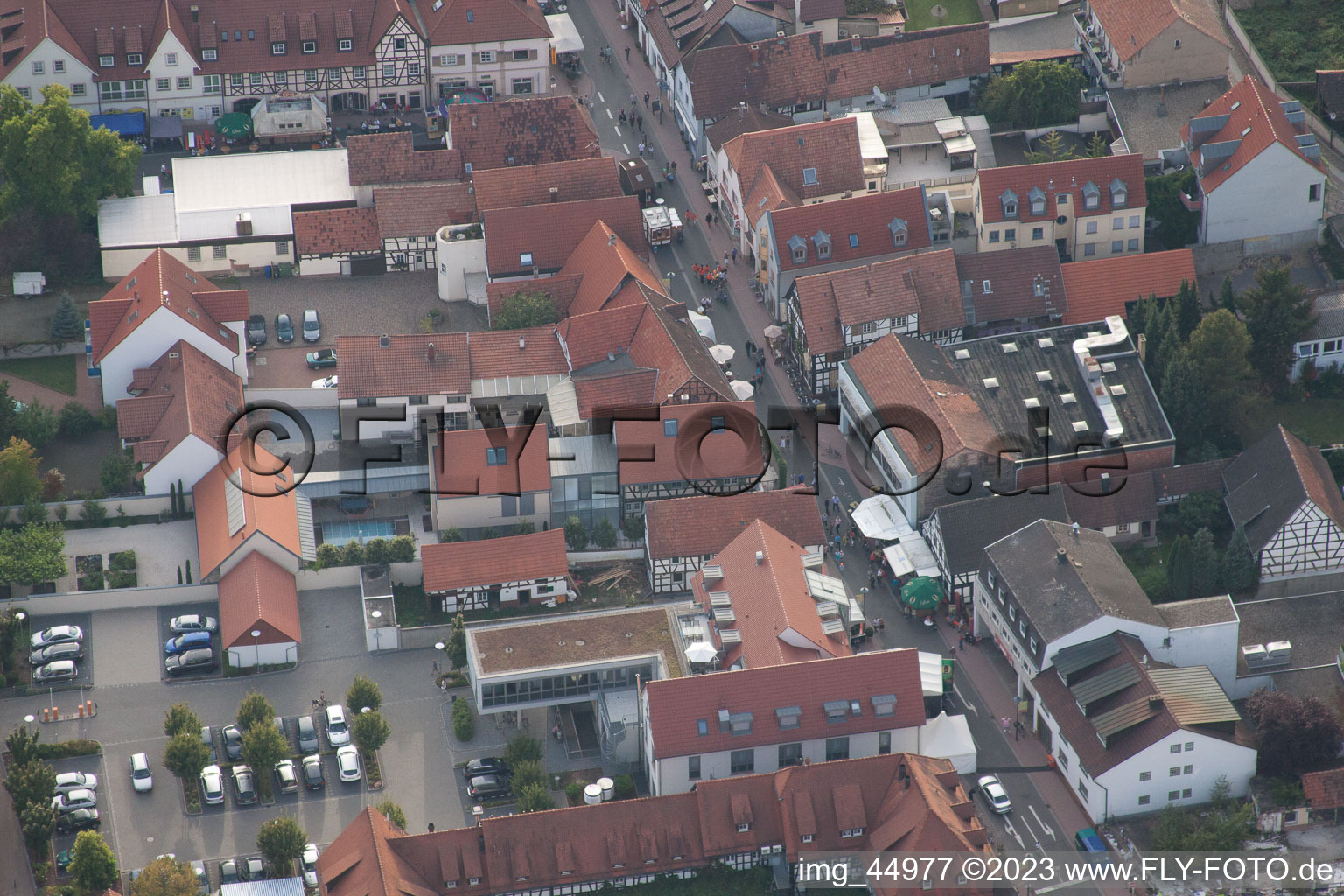 Aerial view of City festival 2011 in Kandel in the state Rhineland-Palatinate, Germany