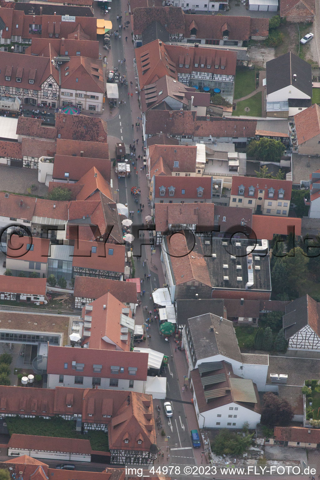 Aerial photograpy of City festival 2011 in Kandel in the state Rhineland-Palatinate, Germany
