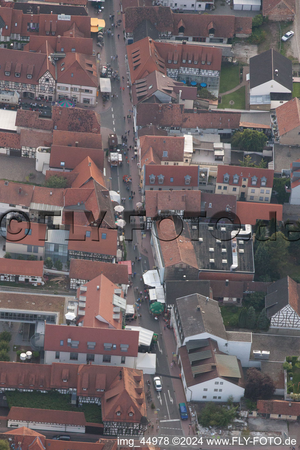 Aerial photograpy of City Festival 2011 in Kandel in the state Rhineland-Palatinate, Germany