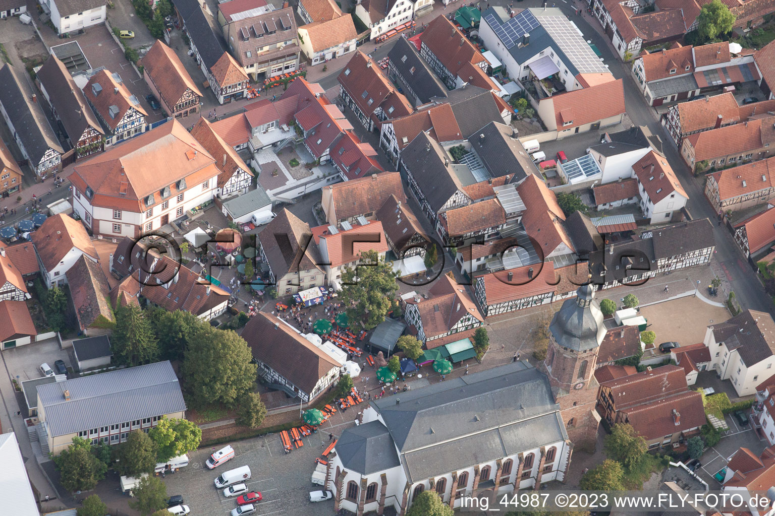 Bird's eye view of City festival 2011 in Kandel in the state Rhineland-Palatinate, Germany