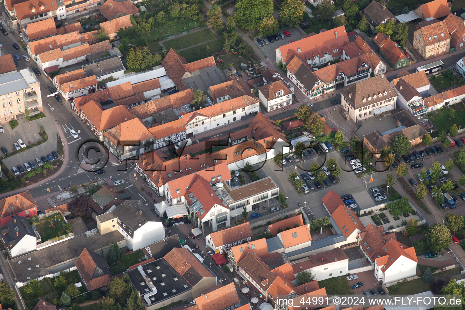 Drone image of City festival 2011 in Kandel in the state Rhineland-Palatinate, Germany