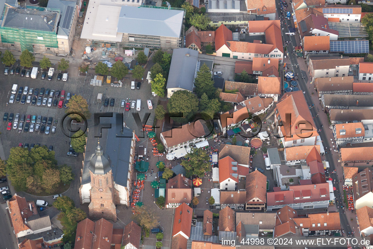 City Festival 2011 in Kandel in the state Rhineland-Palatinate, Germany seen from a drone