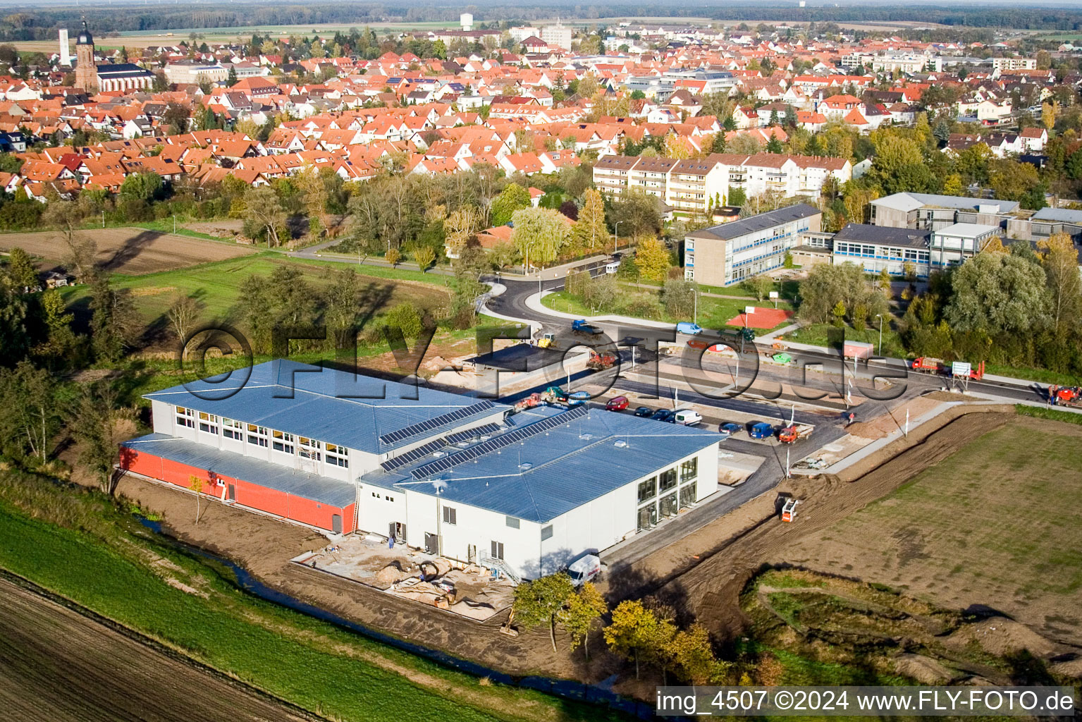 Building of the indoor arena Bienwaldhalle in Kandel in the state Rhineland-Palatinate
