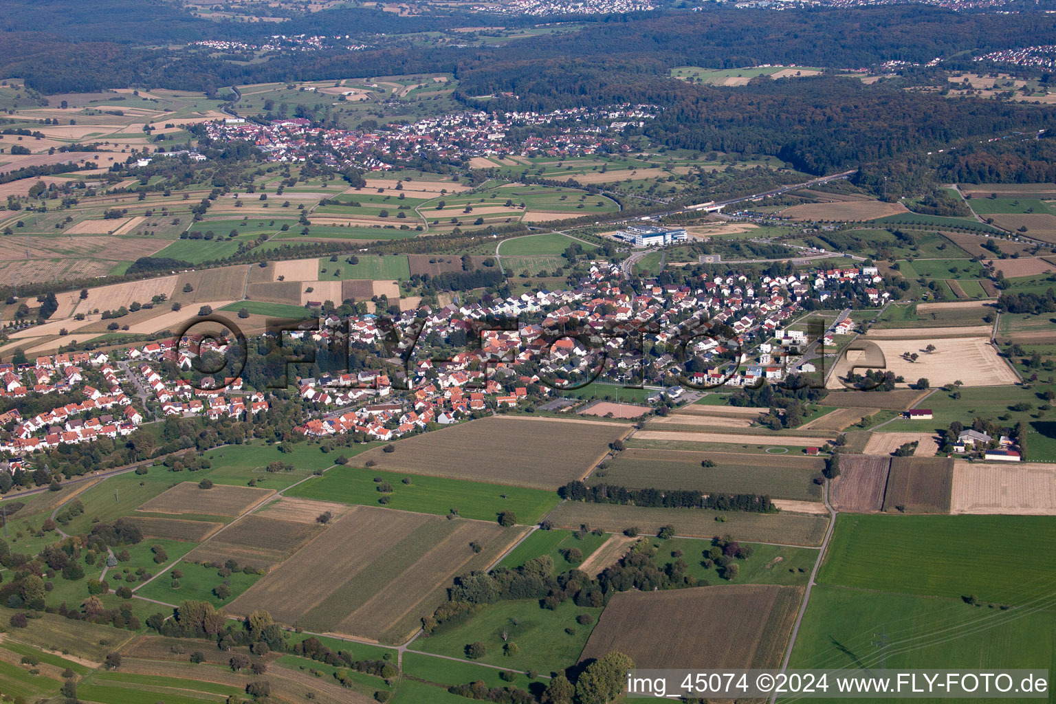 District Palmbach in Karlsruhe in the state Baden-Wuerttemberg, Germany seen from above